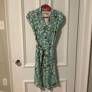 Size 4 Maeve print cap sleeve dress with cloth belt